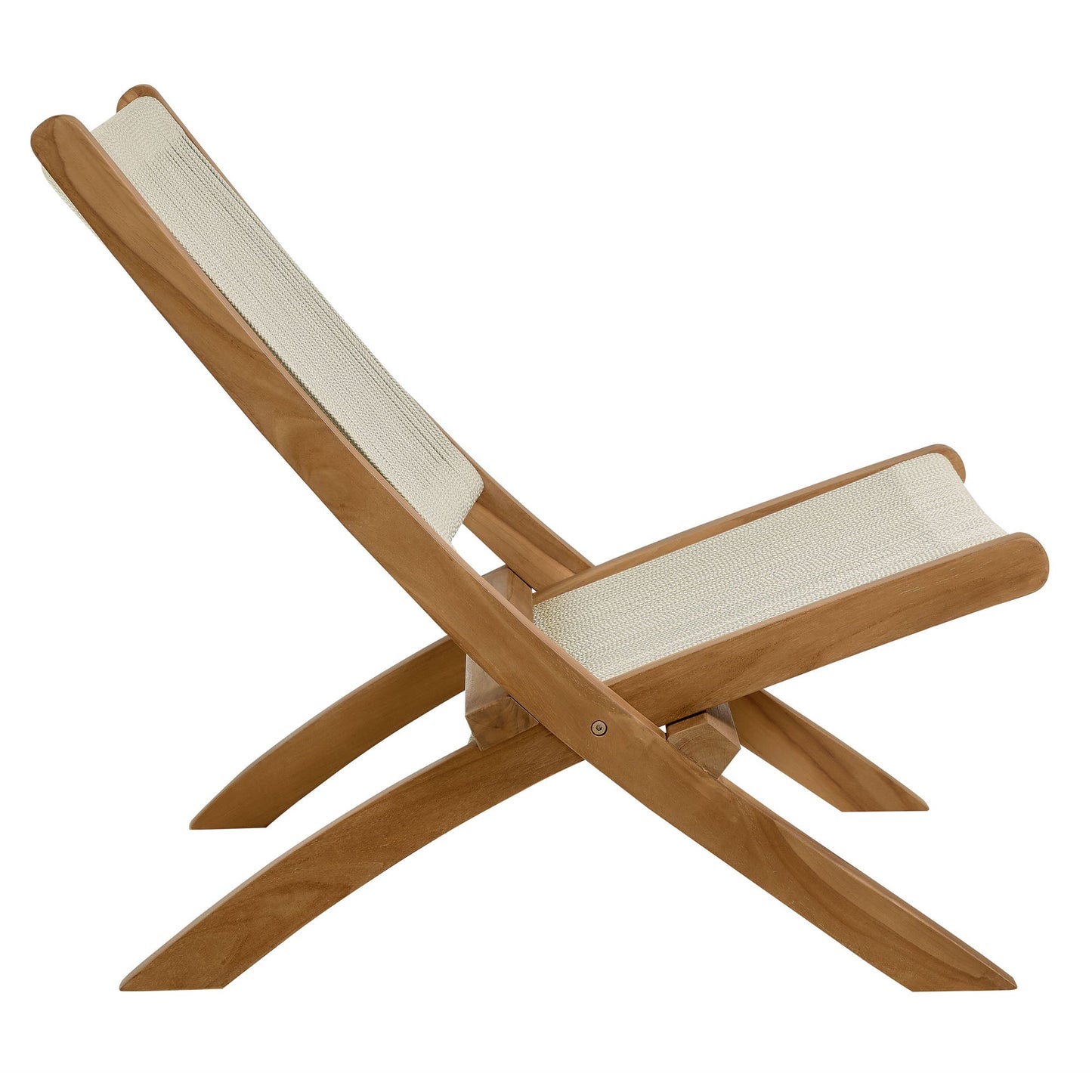 Vienna 3-Piece Outdoor Patio Teak and Rope Folding Lounge Chairs and Side Table by Modway EEI-6937-NAT-NAT