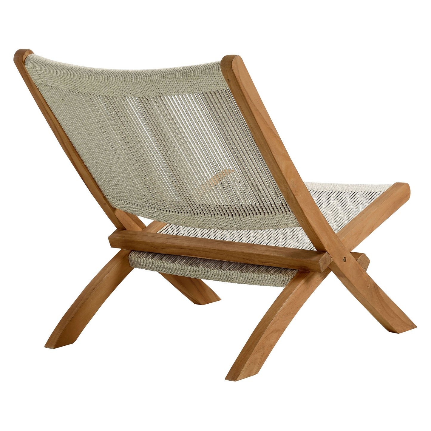 Vienna Outdoor Patio Teak and Rope Folding Accent Lounge Chair by Modway EEI-6808-NAT-NAT