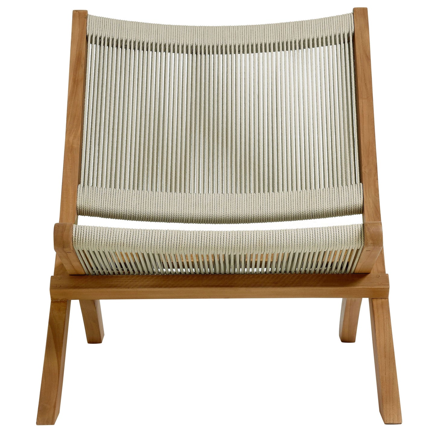 Vienna Outdoor Patio Teak and Rope Folding Accent Lounge Chair by Modway EEI-6808-NAT-NAT