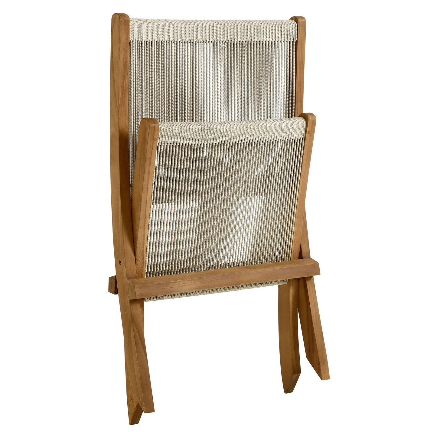 Vienna Outdoor Patio Teak and Rope Folding Accent Lounge Chair by Modway EEI-6808-NAT-NAT