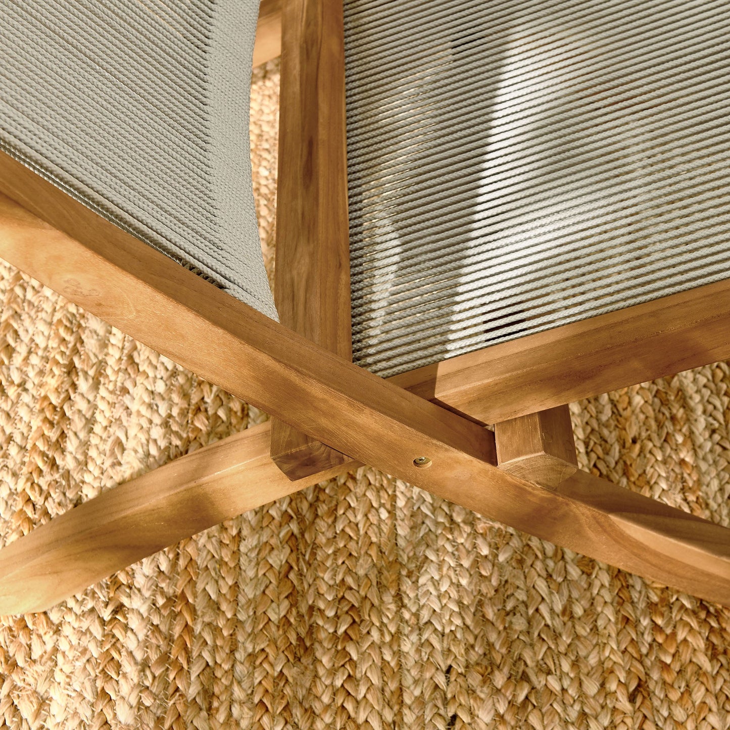 Vienna Outdoor Patio Teak and Rope Folding Accent Lounge Chair by Modway EEI-6808-NAT-NAT