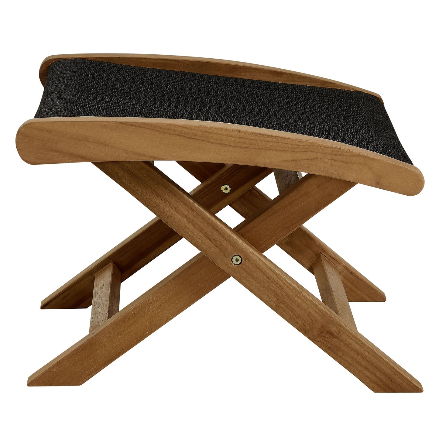 Vienna Outdoor Patio Teak and Rope Folding Ottoman by Modway EEI-6809-NAT-BLK