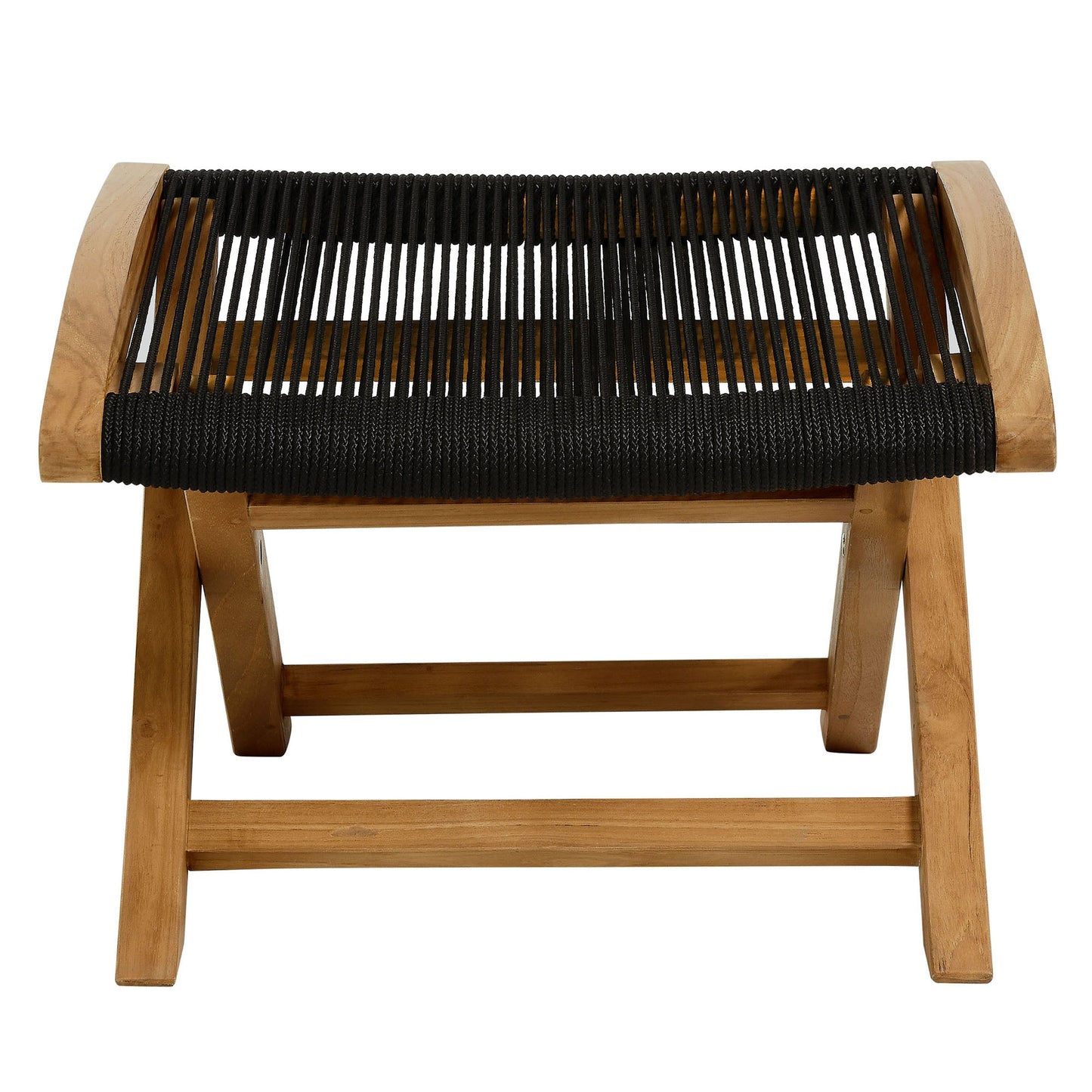 Vienna Outdoor Patio Teak and Rope Folding Ottoman by Modway EEI-6809-NAT-BLK