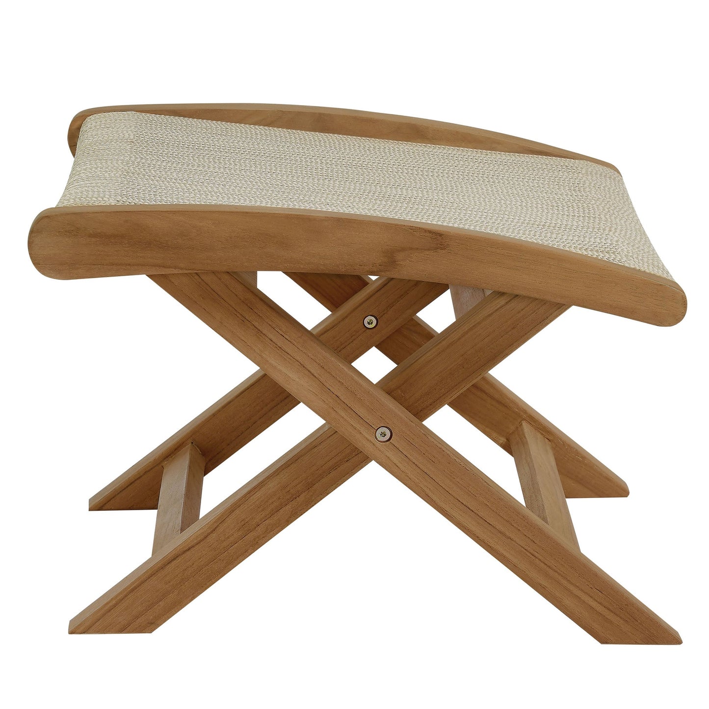 Vienna Outdoor Patio Teak and Rope Folding Ottoman by Modway EEI-6809-NAT-NAT