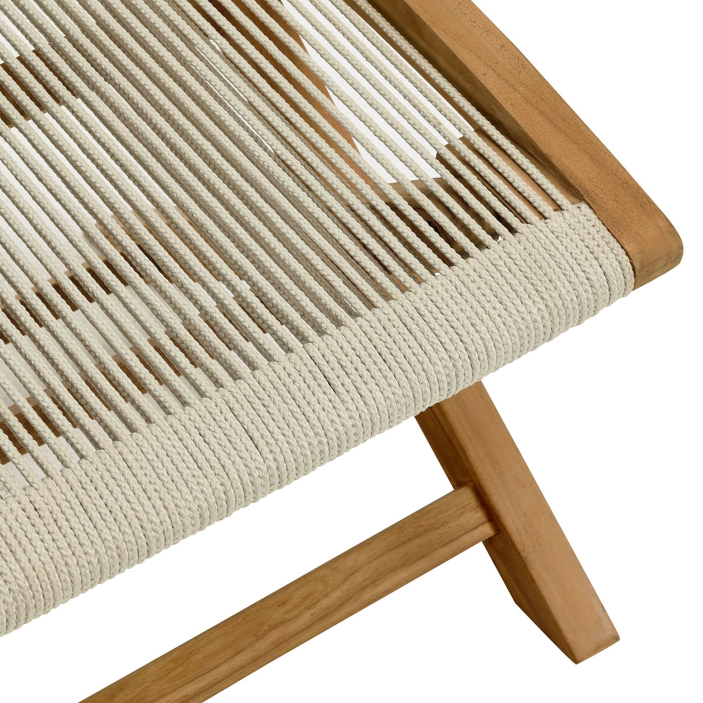 Vienna Outdoor Patio Teak and Rope Folding Ottoman by Modway EEI-6809-NAT-NAT