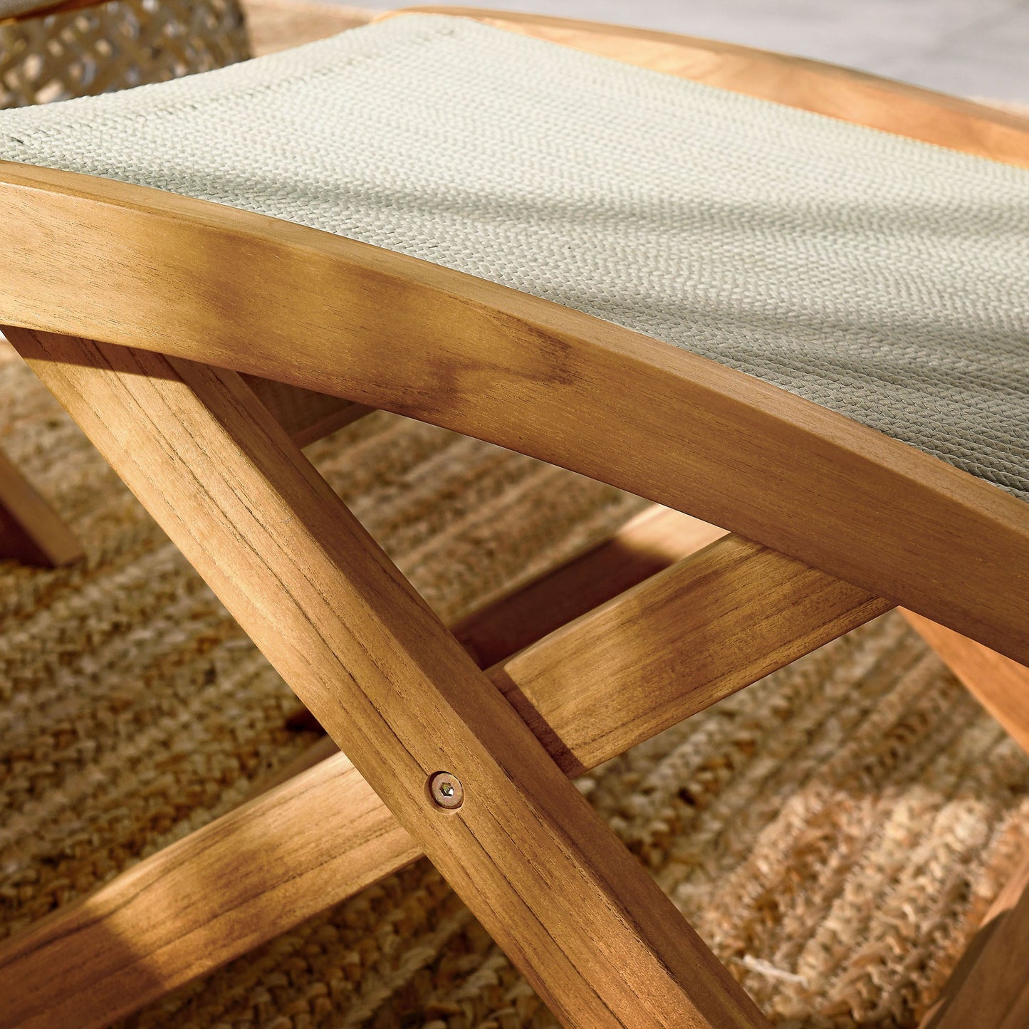 Vienna Outdoor Patio Teak and Rope Folding Ottoman by Modway EEI-6809-NAT-NAT