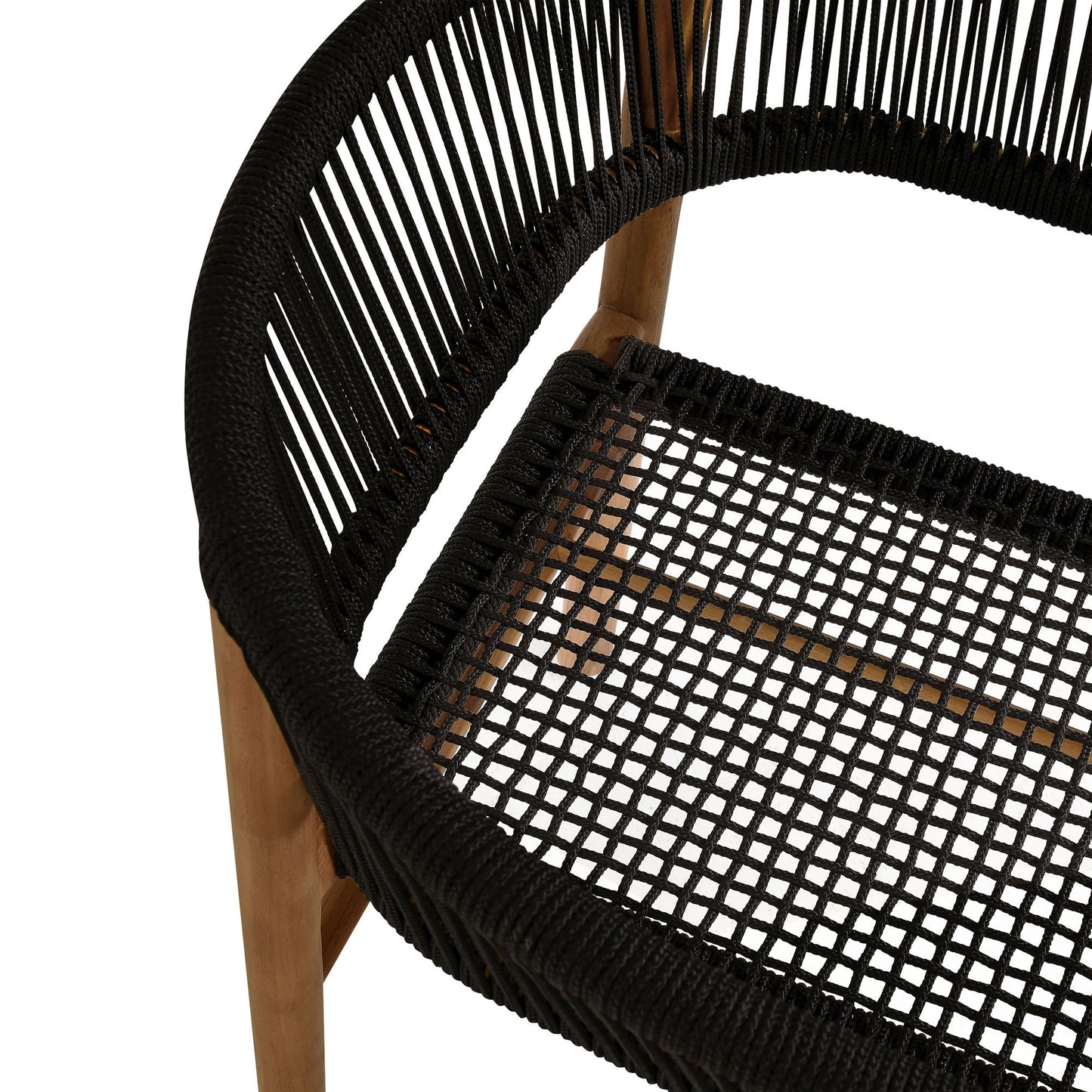 Vienna Outdoor Patio Teak and Rope Curved-Back Dining Armchairs Set of 2 by Modway