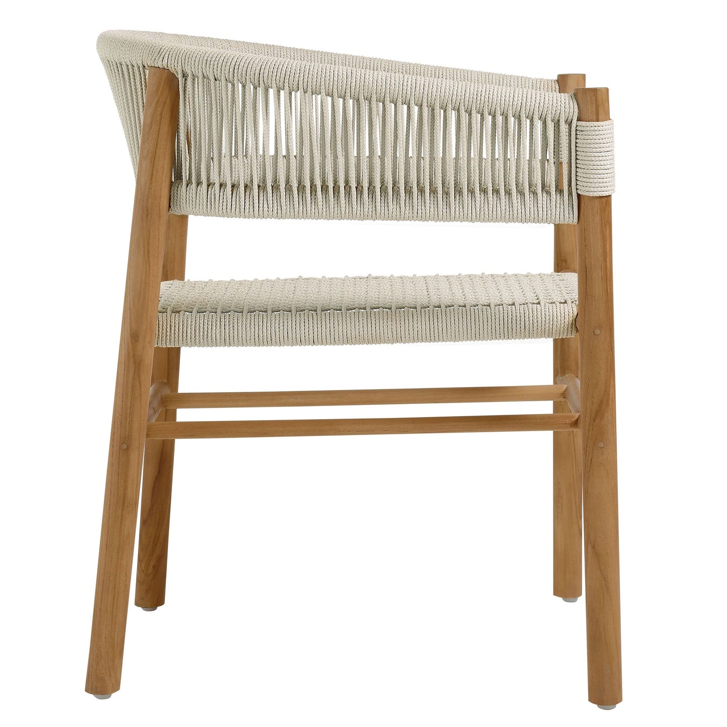 Vienna 5-Piece Outdoor Patio Teak and Rope Dining Set with Curved-Back Armchairs by Modway EEI-6933-NAT-NAT