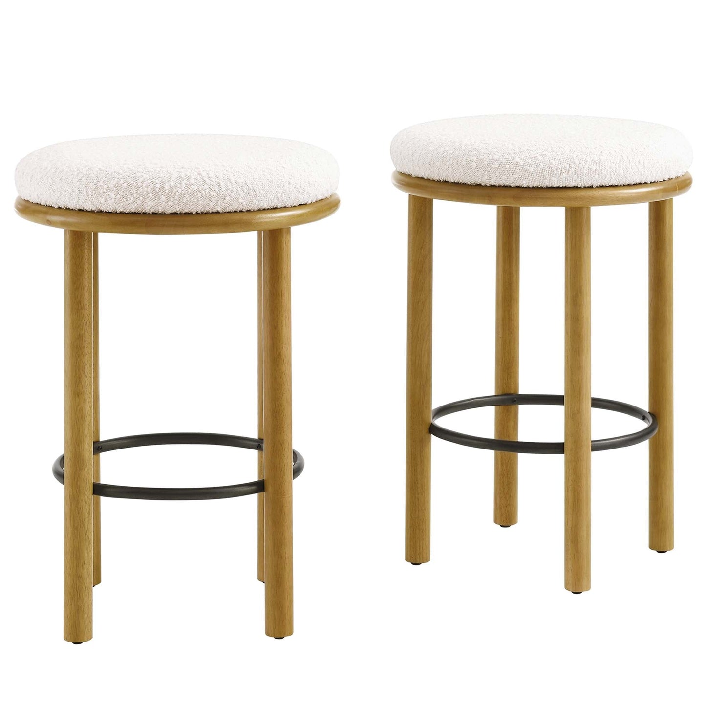 Fable Boucle Fabric Counter Stools Set of 2 by Modway EEI-6818-OAK-IVO