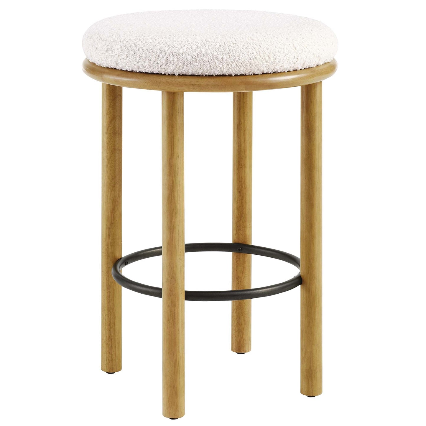 Fable Boucle Fabric Counter Stools Set of 2 by Modway EEI-6818-OAK-IVO