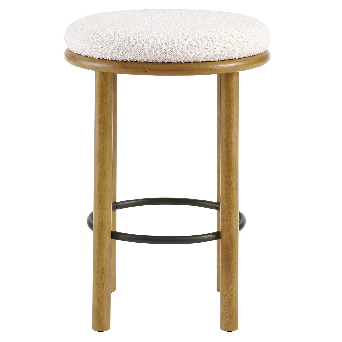 Fable Boucle Fabric Counter Stools Set of 2 by Modway EEI-6818-OAK-IVO