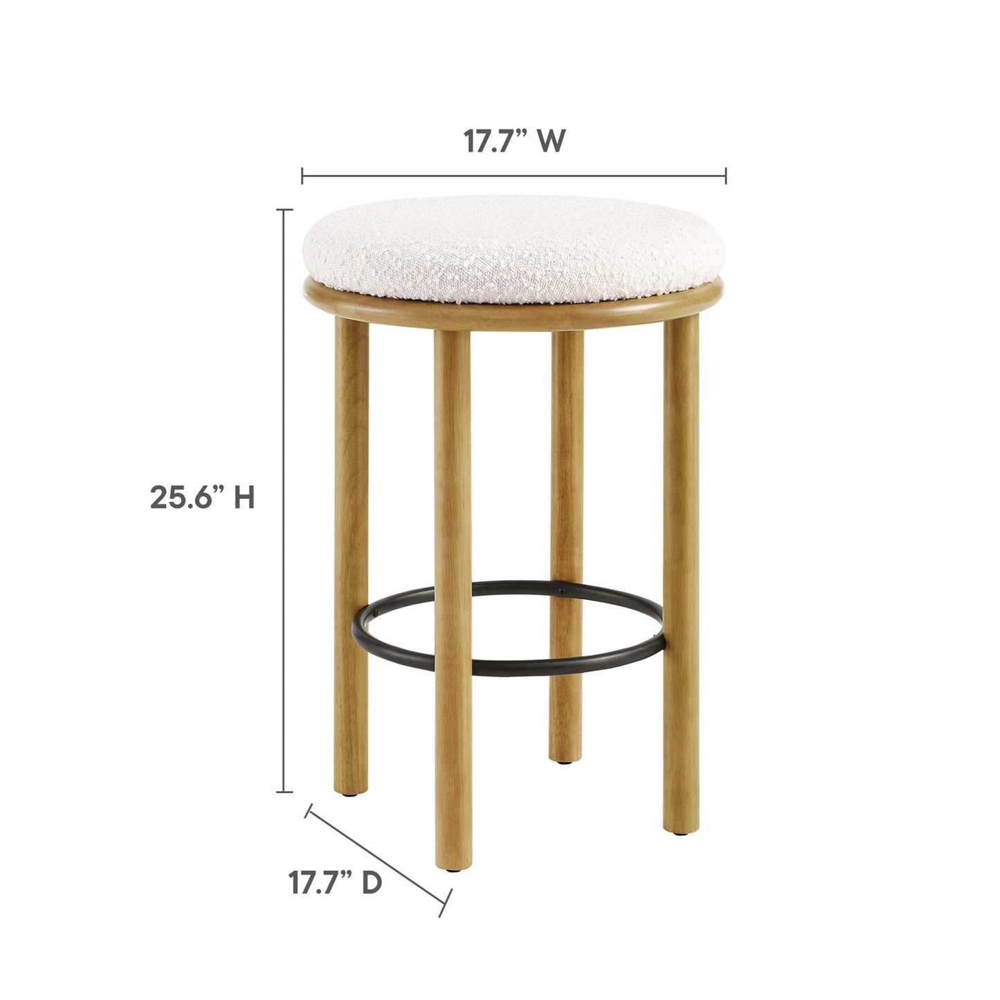 Fable Boucle Fabric Counter Stools Set of 2 by Modway EEI-6818-OAK-IVO
