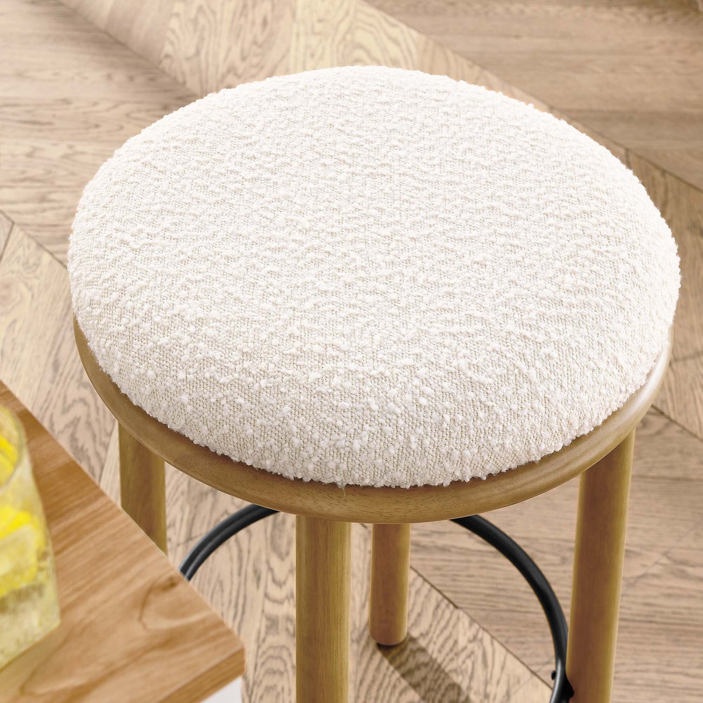 Fable Boucle Fabric Counter Stools Set of 2 by Modway EEI-6818-OAK-IVO