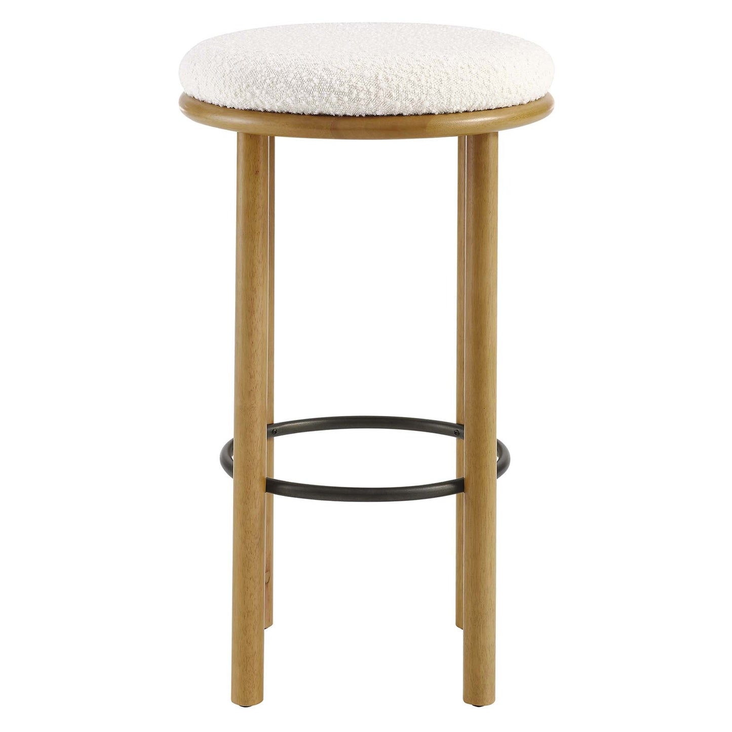 Fable Boucle Fabric Bar Stools Set of 2 by Modway EEI-6819-OAK-IVO