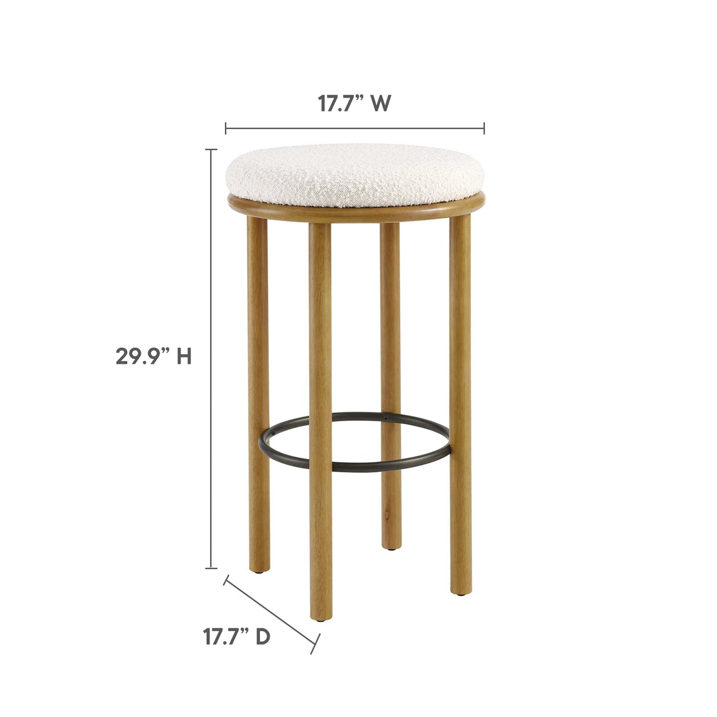 Fable Boucle Fabric Bar Stools Set of 2 by Modway EEI-6819-OAK-IVO
