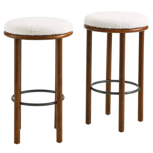 Fable Boucle Fabric Bar Stools Set of 2 by Modway EEI-6819-WAL-IVO