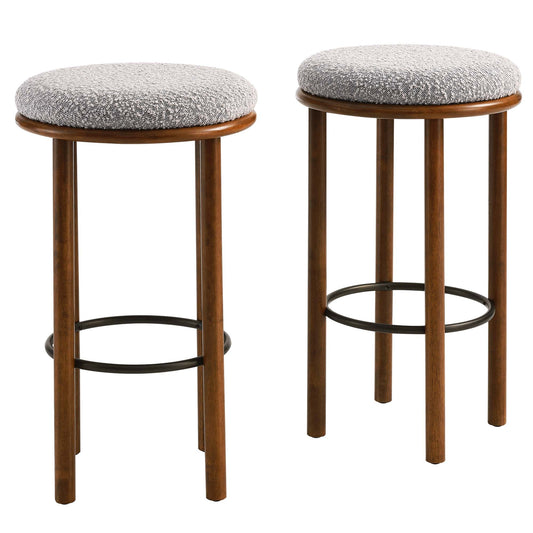 Fable Boucle Fabric Bar Stools Set of 2 by Modway EEI-6819-WAL-TAU