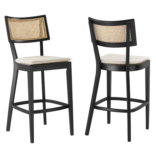 Caledonia Wood Bar Stools Set of 2 by Modway EEI-6820-BLK-BEI