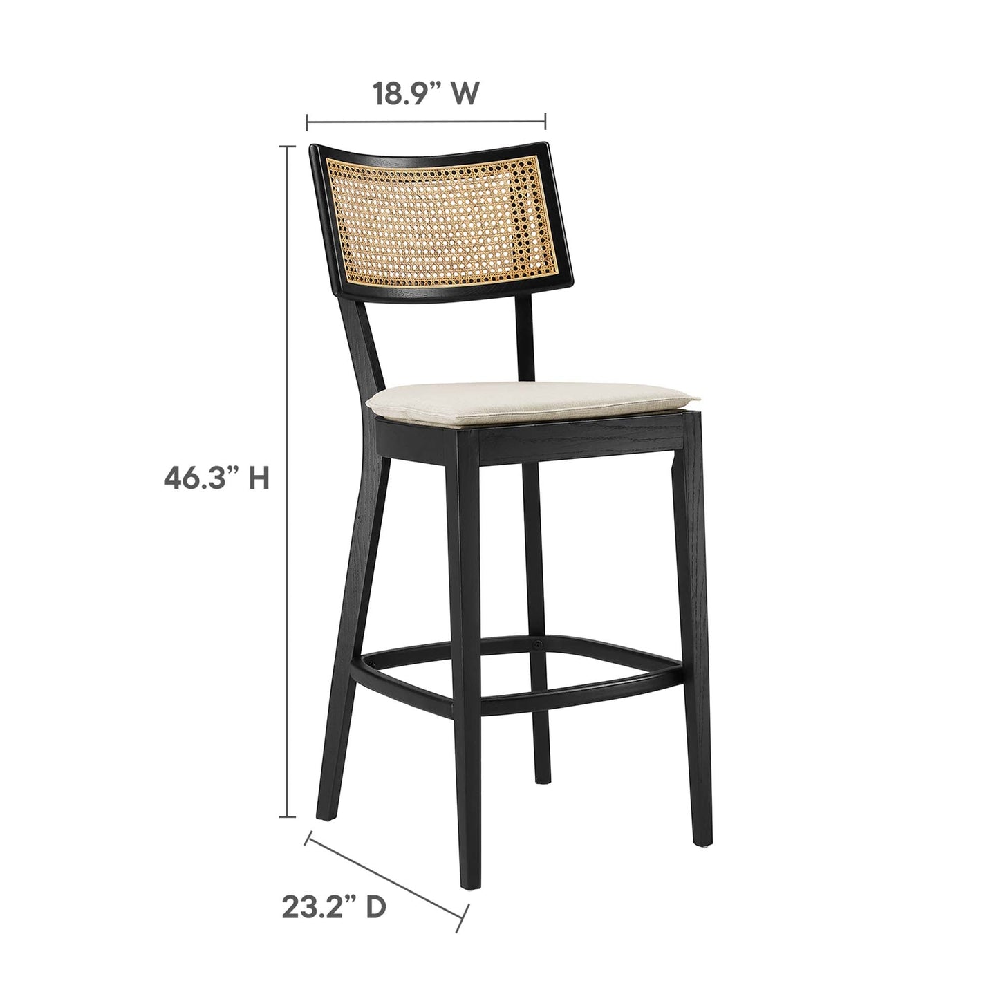 Caledonia Wood Bar Stools Set of 2 by Modway EEI-6820-BLK-BEI