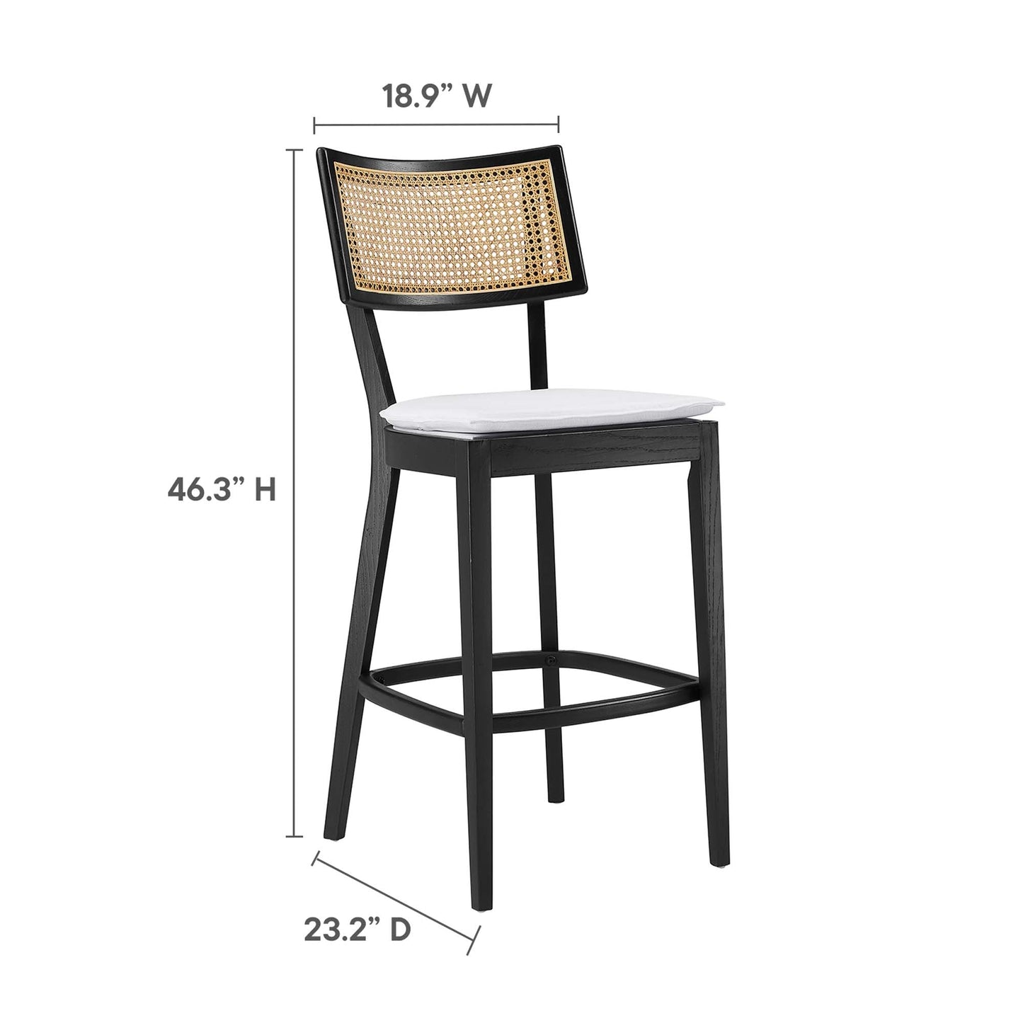 Caledonia Wood Bar Stools Set of 2 by Modway EEI-6820-BLK-WHI