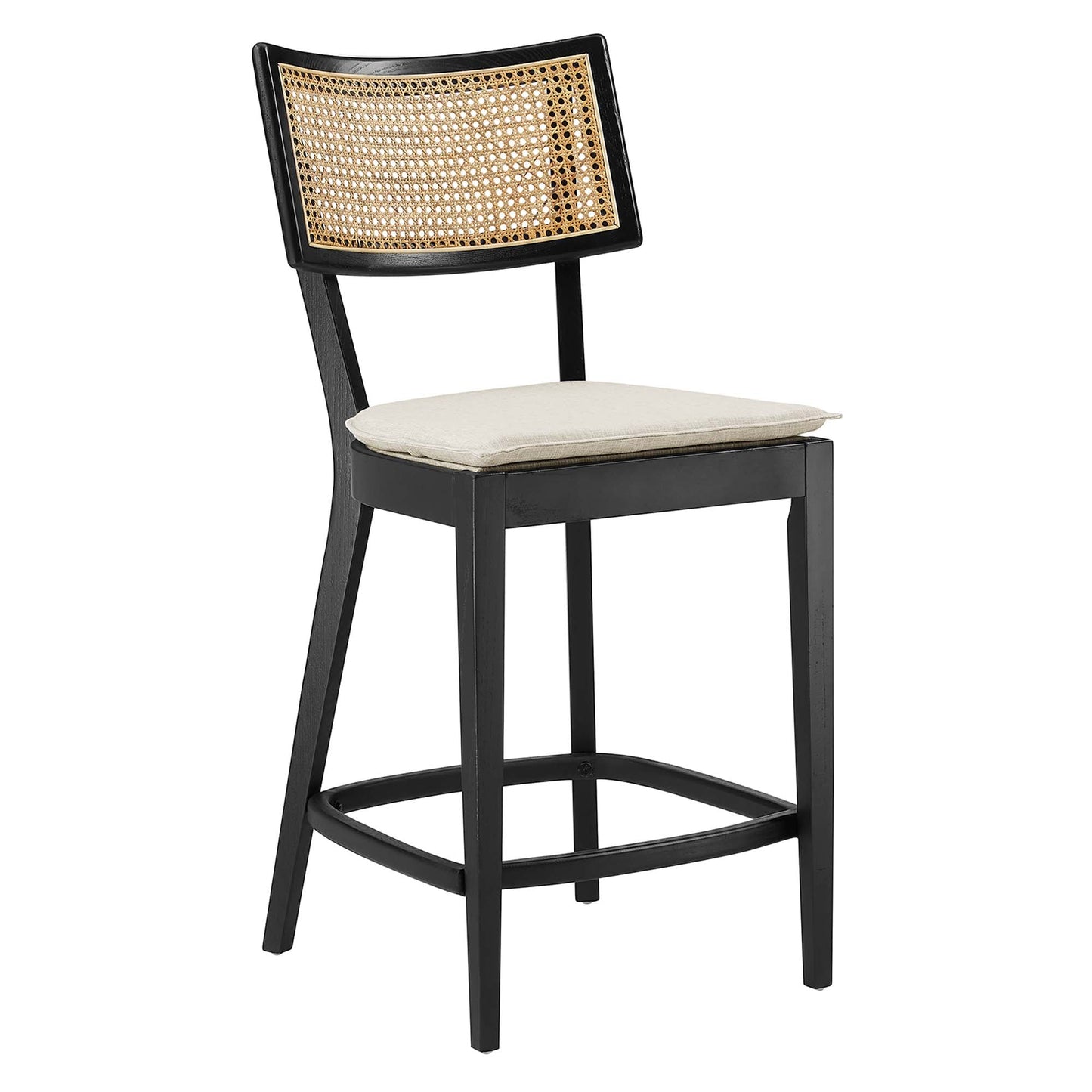 Caledonia Wood Counter Stools Set of 2 by Modway EEI-6821-BLK-BEI