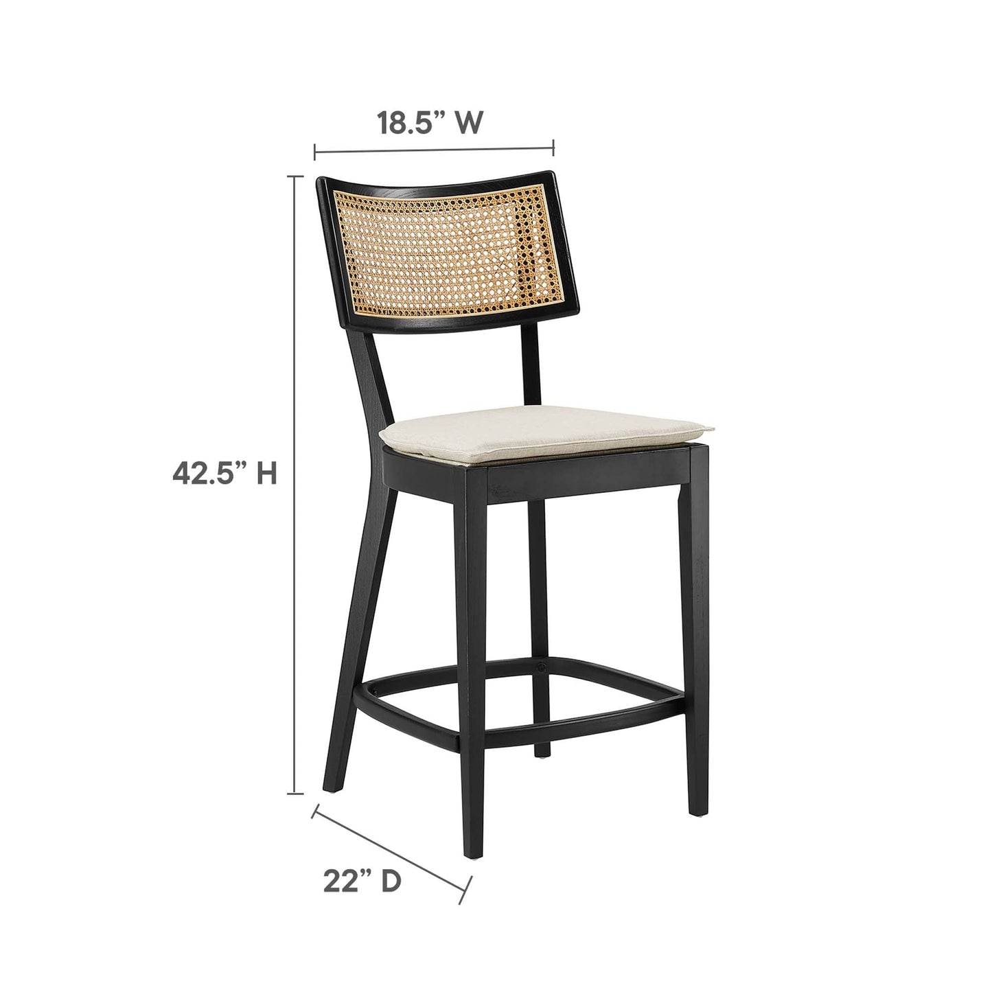 Caledonia Wood Counter Stools Set of 2 by Modway EEI-6821-BLK-BEI