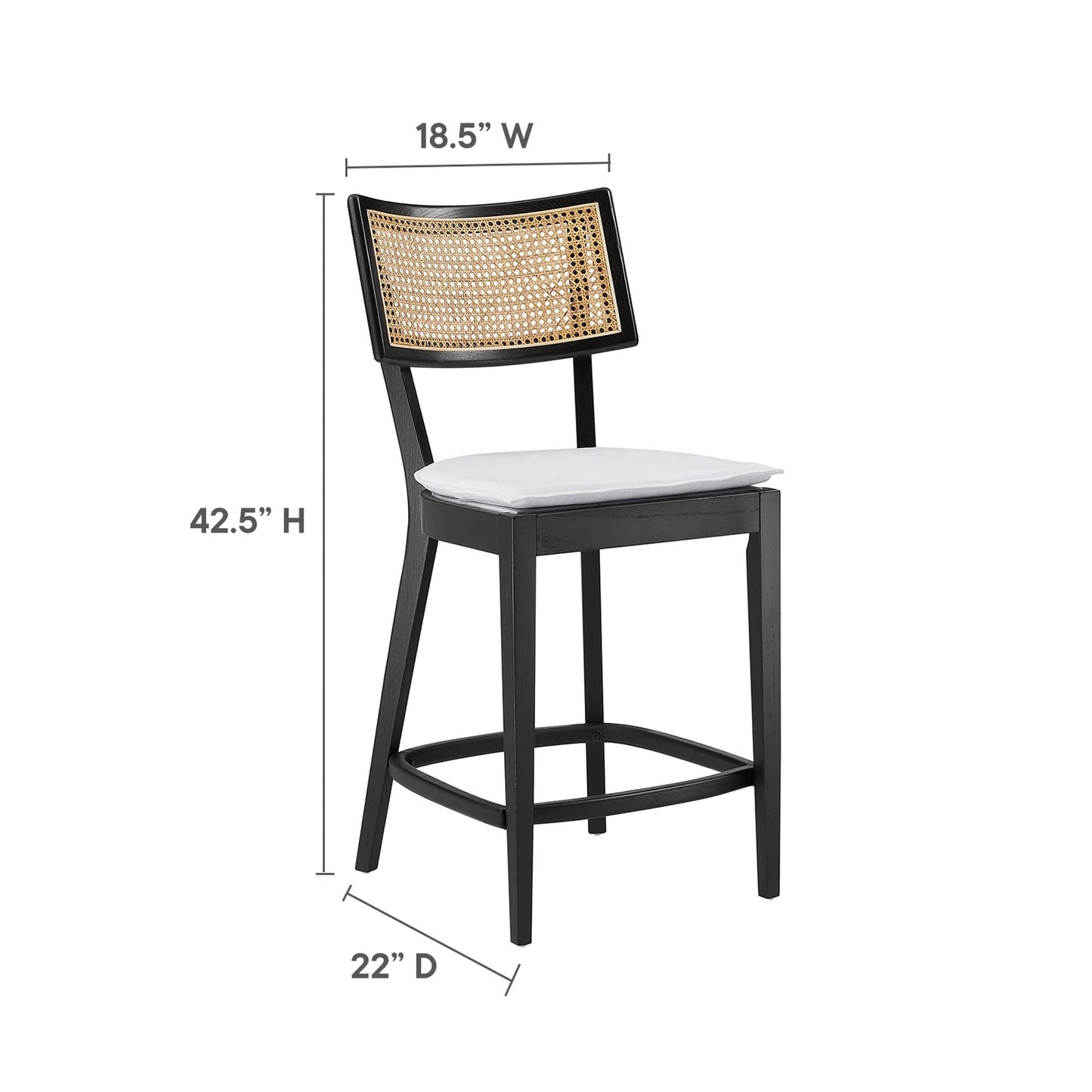 Caledonia Wood Counter Stools Set of 2 by Modway EEI-6821-BLK-WHI