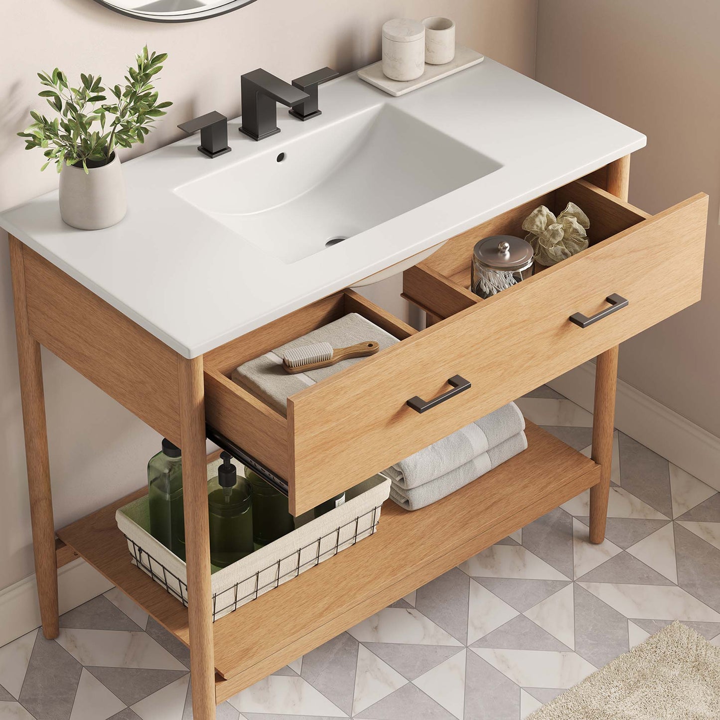 Zaire 36" Bathroom Vanity by Modway EEI-6822-NAT-WHI