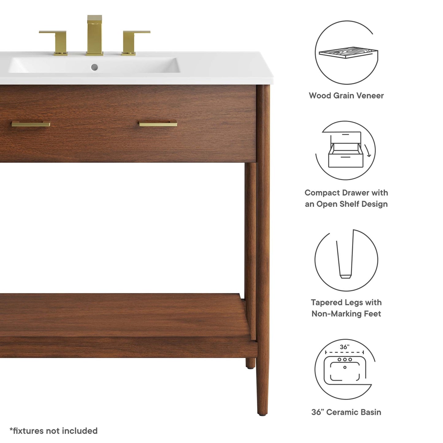 Zaire 36" Bathroom Vanity by Modway EEI-6822-WAL-WHI