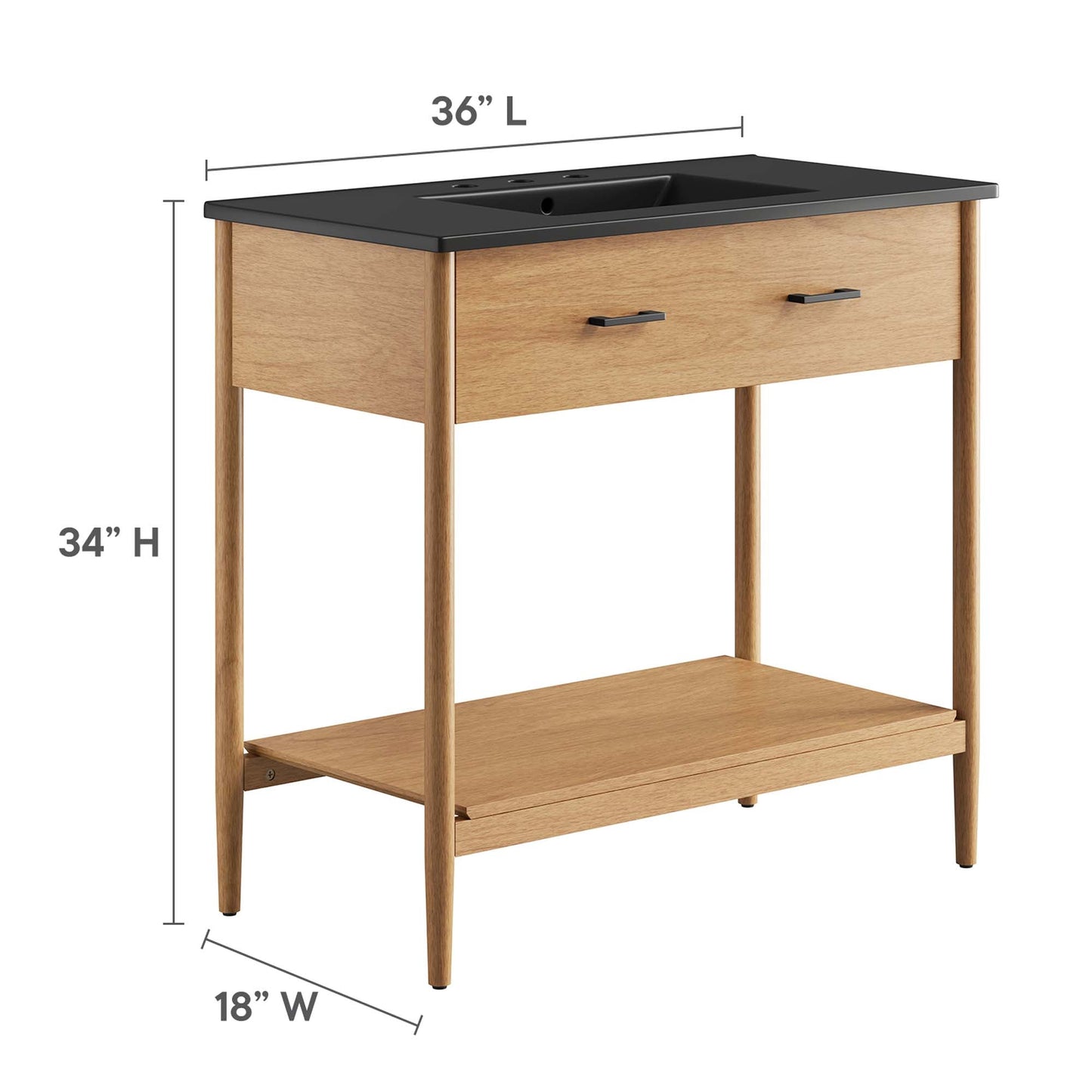 Zaire 36" Bathroom Vanity by Modway EEI-6823-NAT-BLK