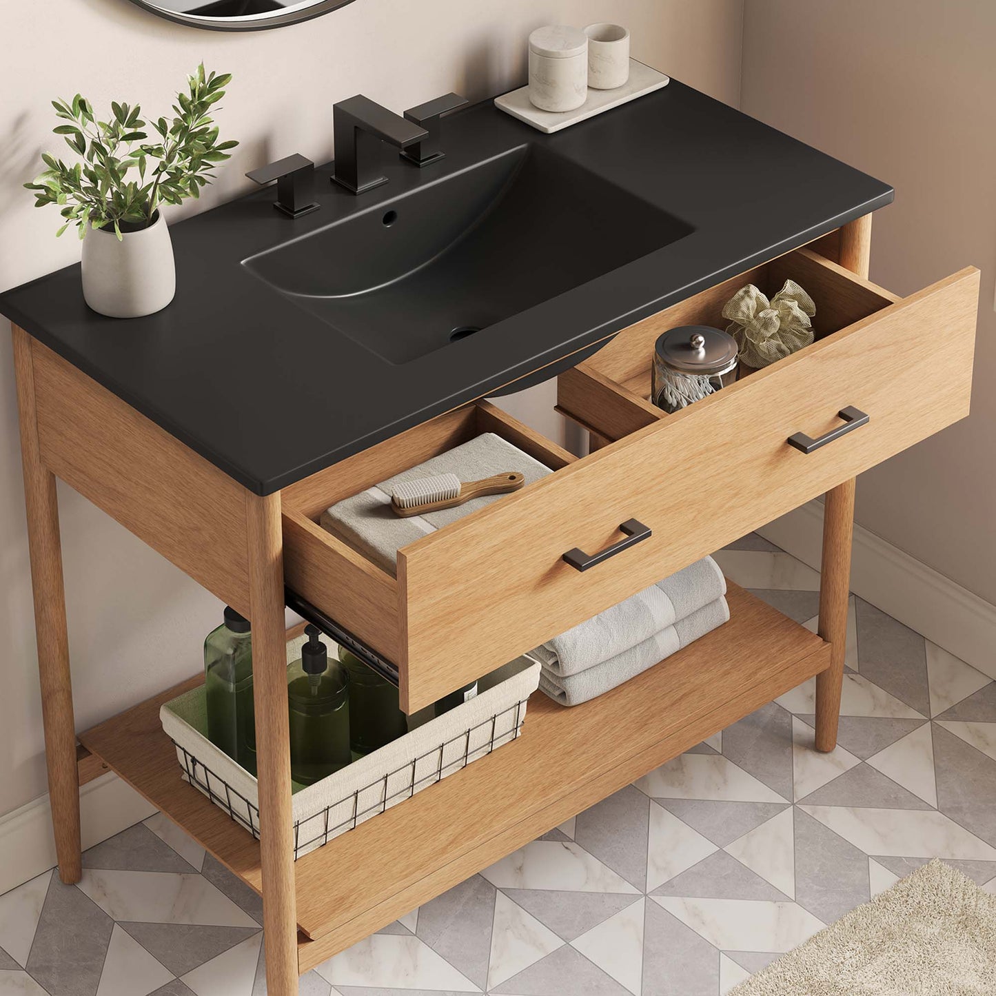 Zaire 36" Bathroom Vanity by Modway EEI-6823-NAT-BLK
