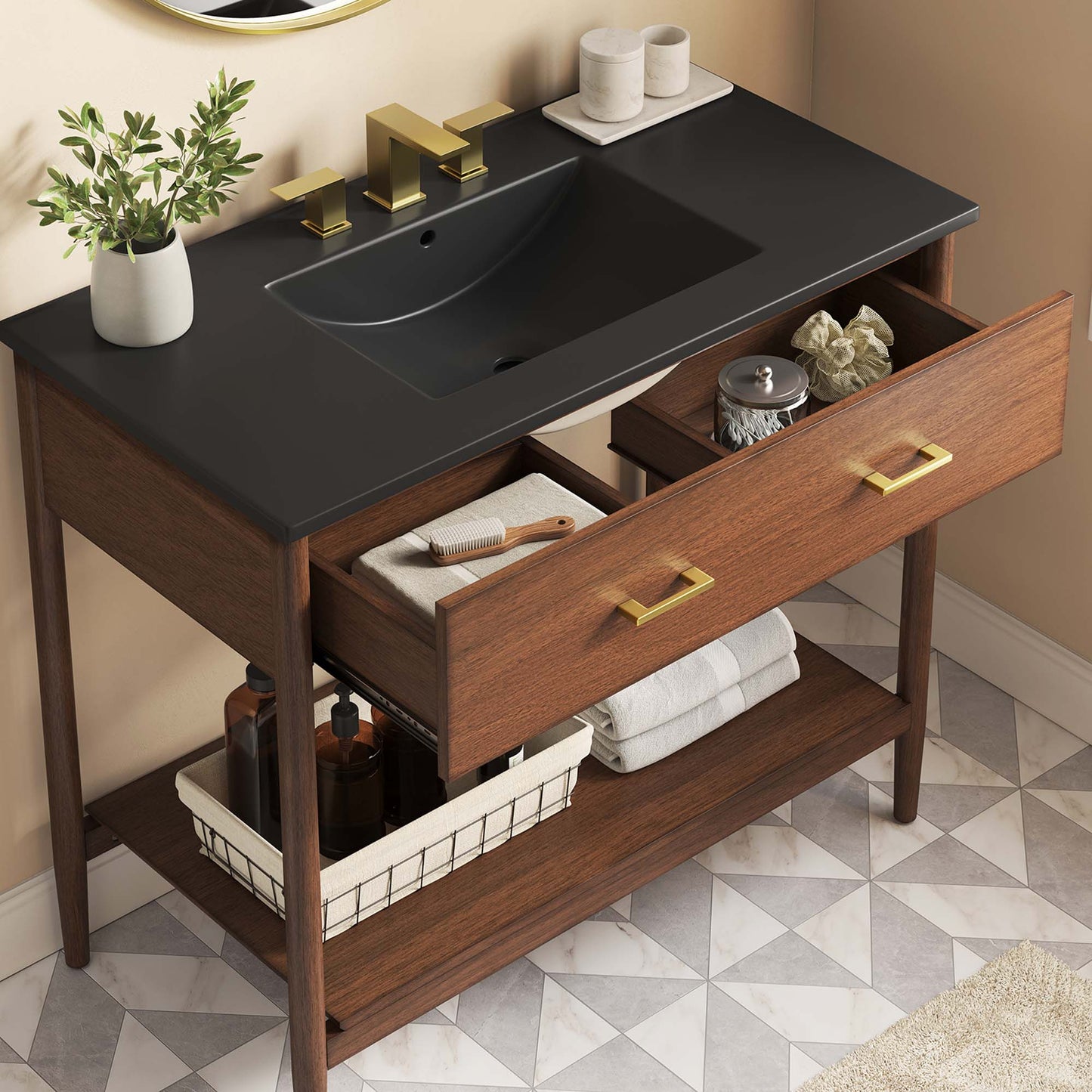 Zaire 36" Bathroom Vanity by Modway EEI-6823-WAL-BLK