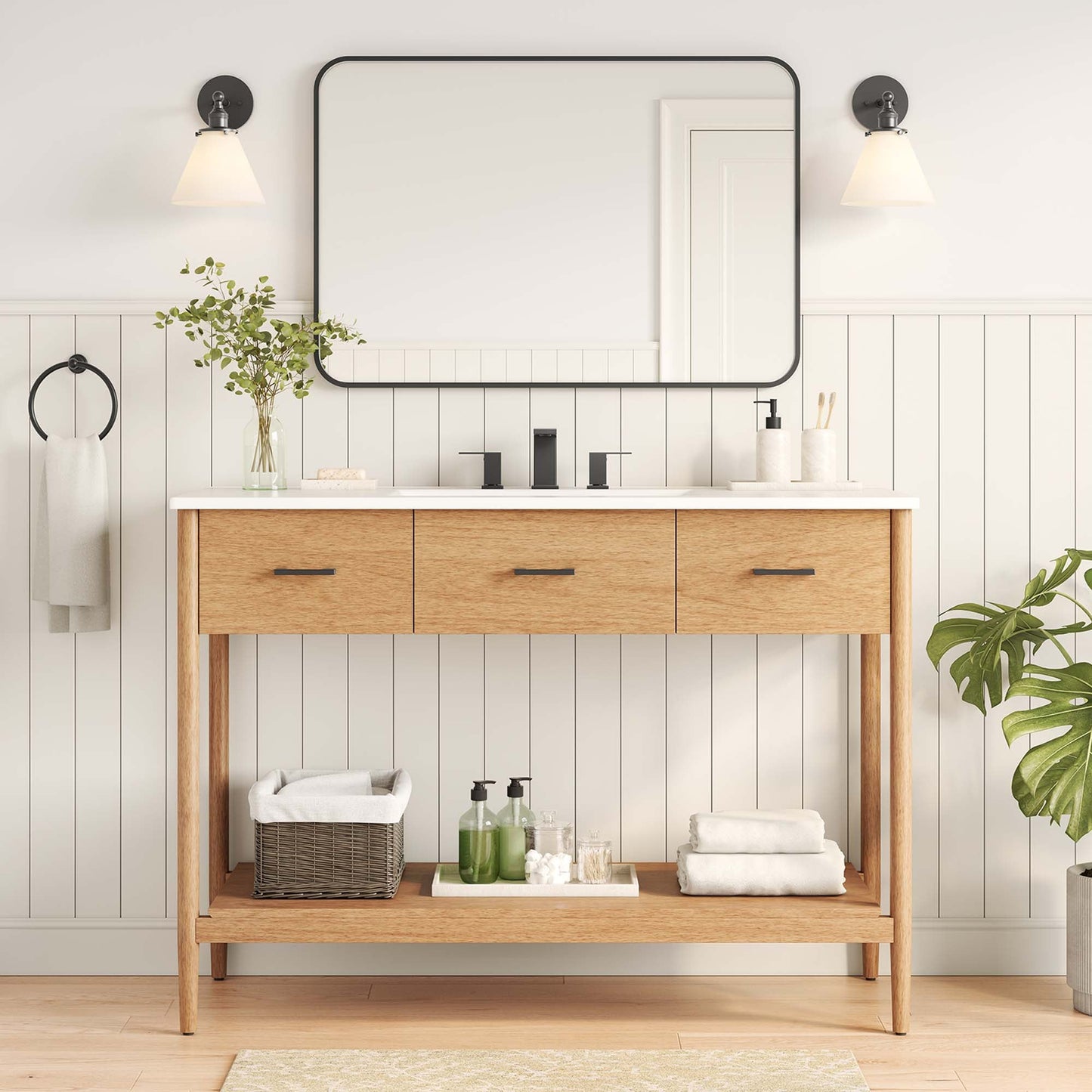 Zaire 48" Single Sink Bathroom Vanity by Modway EEI-6824-NAT-WHI