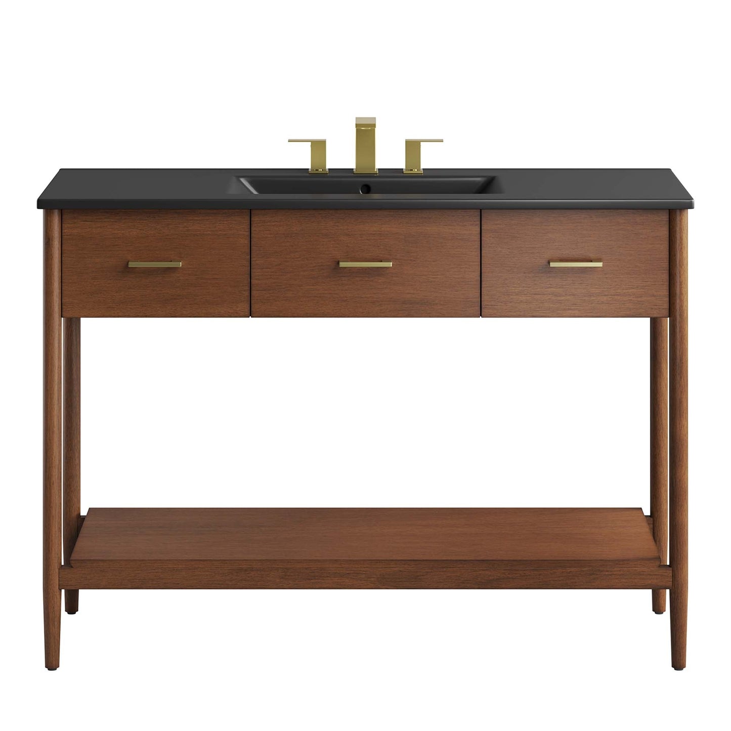 Zaire 48" Single Sink Bathroom Vanity by Modway EEI-6825-WAL-BLK