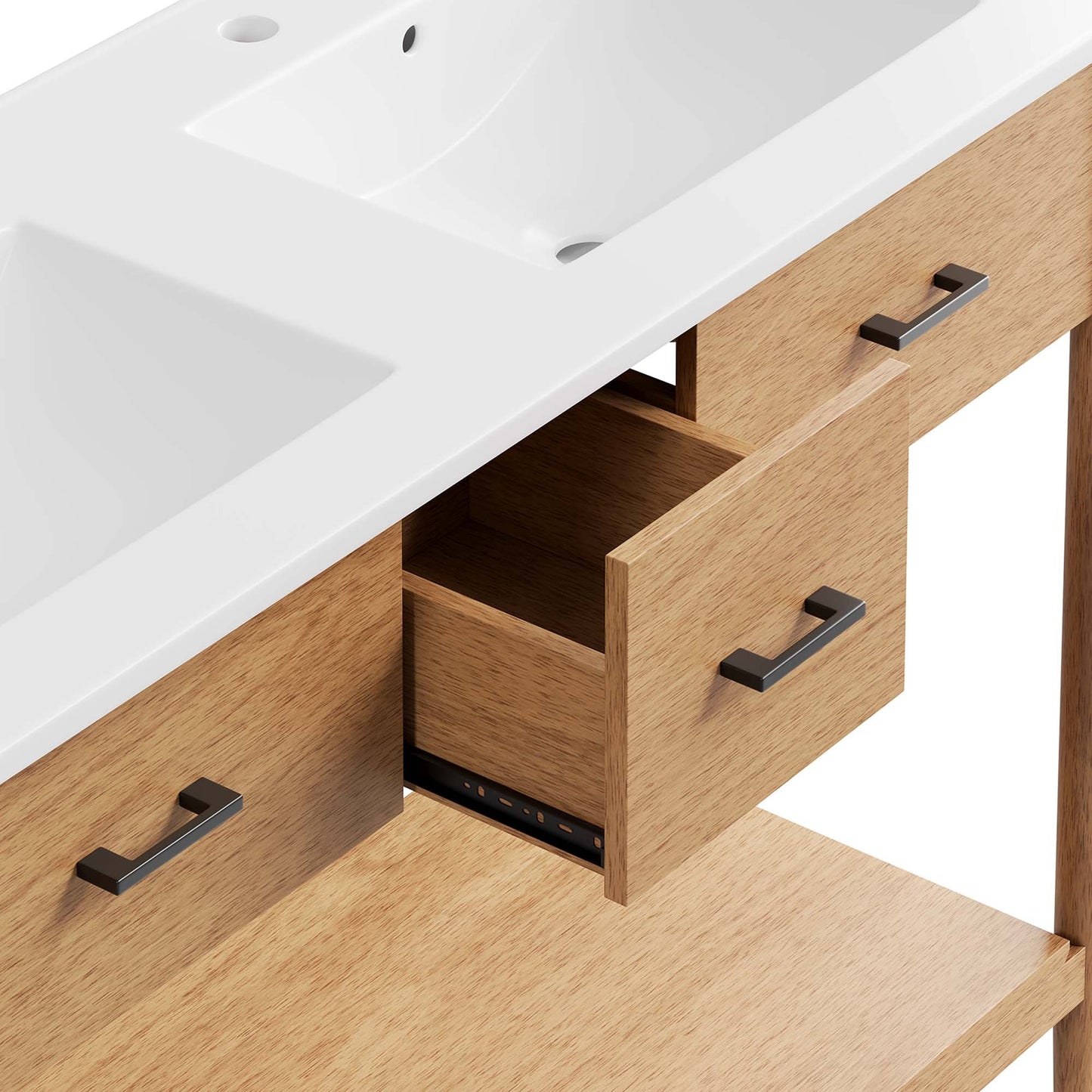 Zaire 48" Double Sink Bathroom Vanity by Modway EEI-6826-NAT-WHI