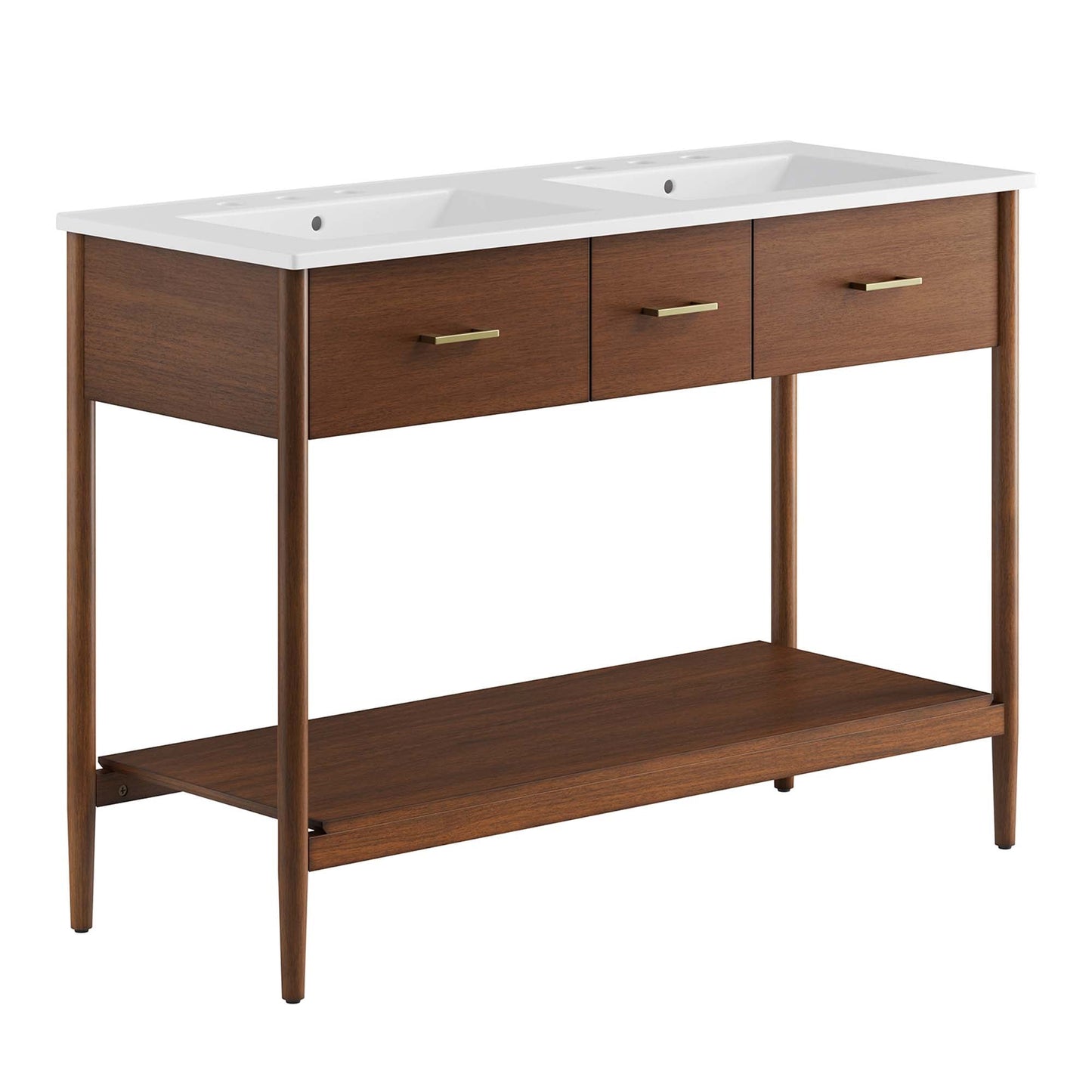 Zaire 48" Double Sink Bathroom Vanity by Modway EEI-6826-WAL-WHI