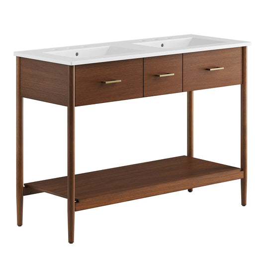 Zaire 48" Double Sink Bathroom Vanity by Modway EEI-6826-WAL-WHI