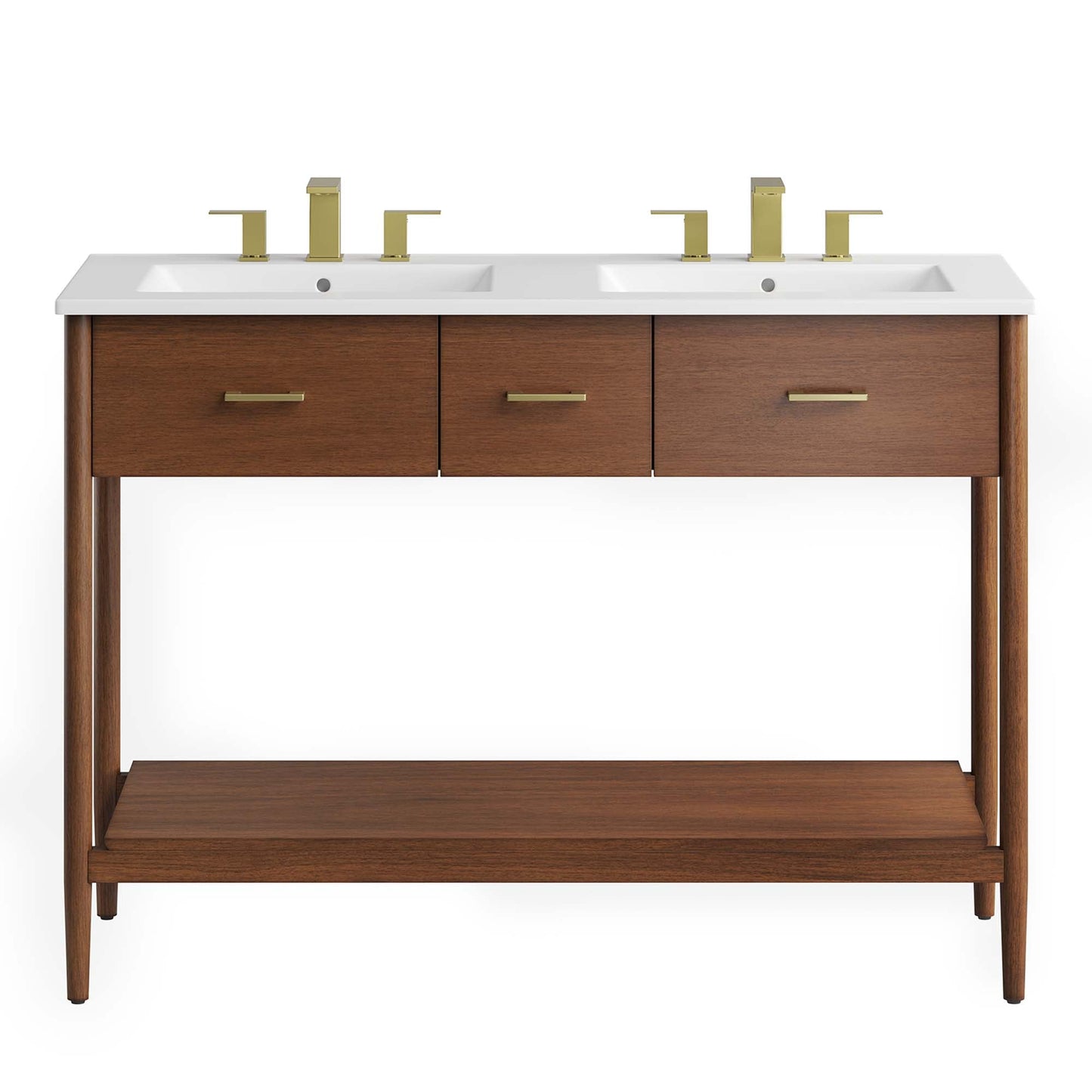 Zaire 48" Double Sink Bathroom Vanity by Modway EEI-6826-WAL-WHI