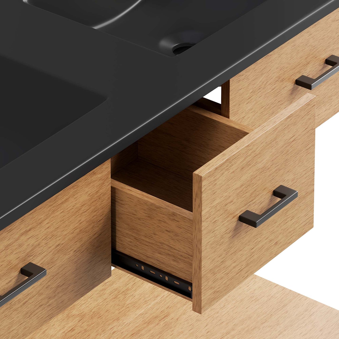 Zaire 48" Double Sink Bathroom Vanity by Modway EEI-6827-NAT-BLK