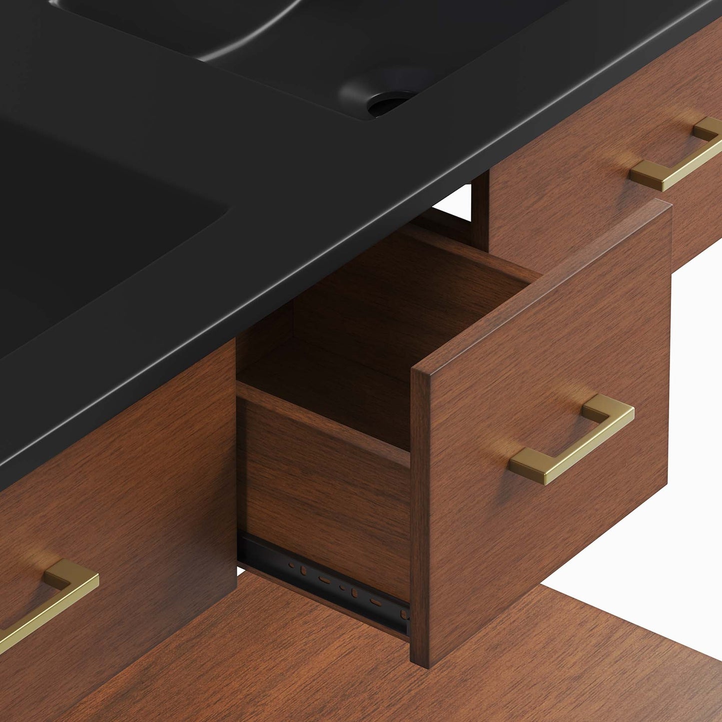 Zaire 48" Double Sink Bathroom Vanity by Modway EEI-6827-WAL-BLK