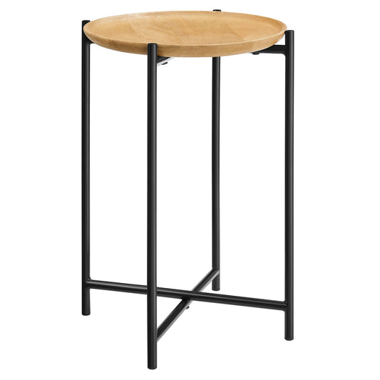 Xilo Round Wood and Metal Side Table by Modway EEI-6832-OAK