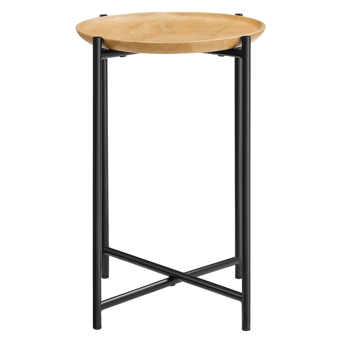 Xilo Round Wood and Metal Side Table by Modway EEI-6832-OAK