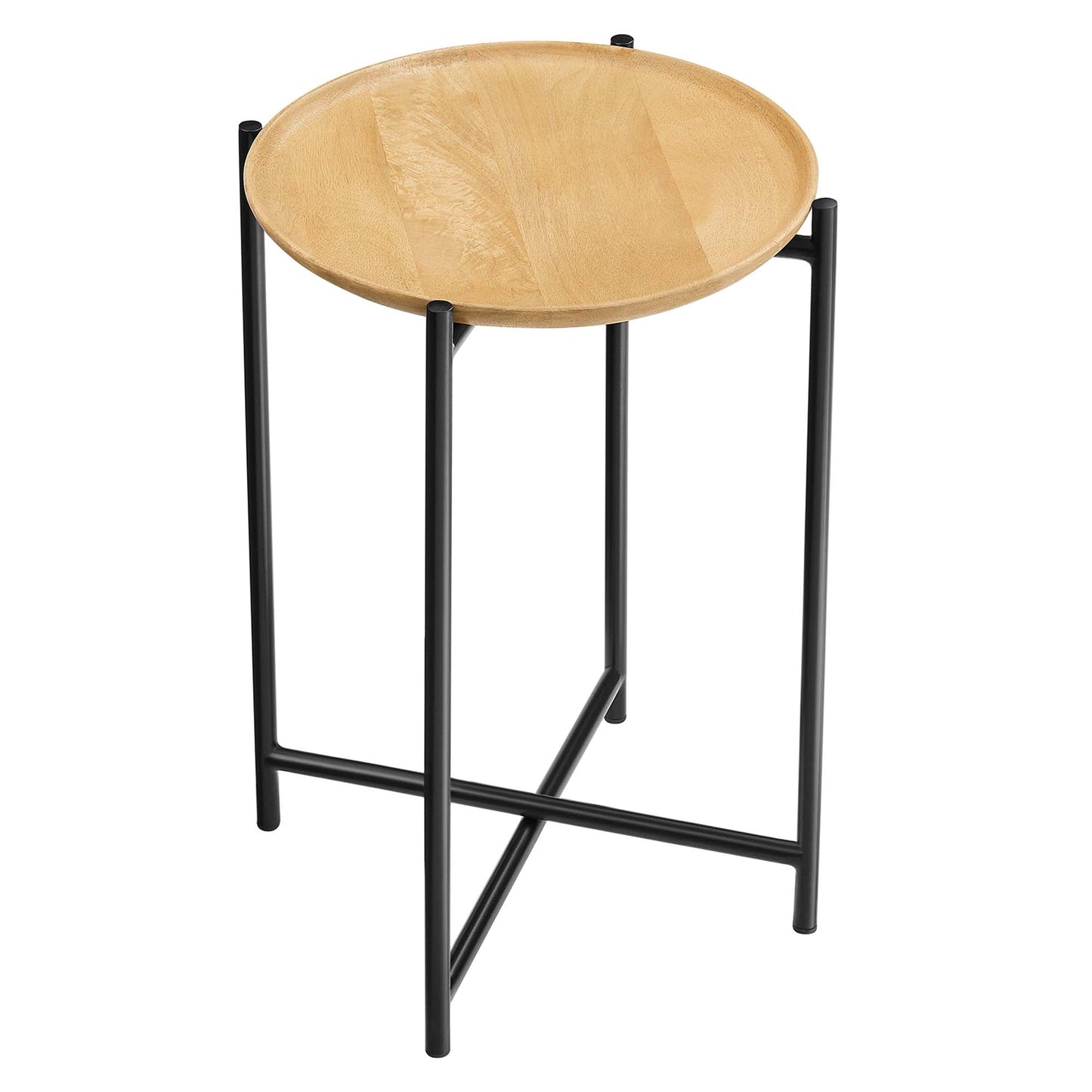 Xilo Round Wood and Metal Side Table by Modway EEI-6832-OAK