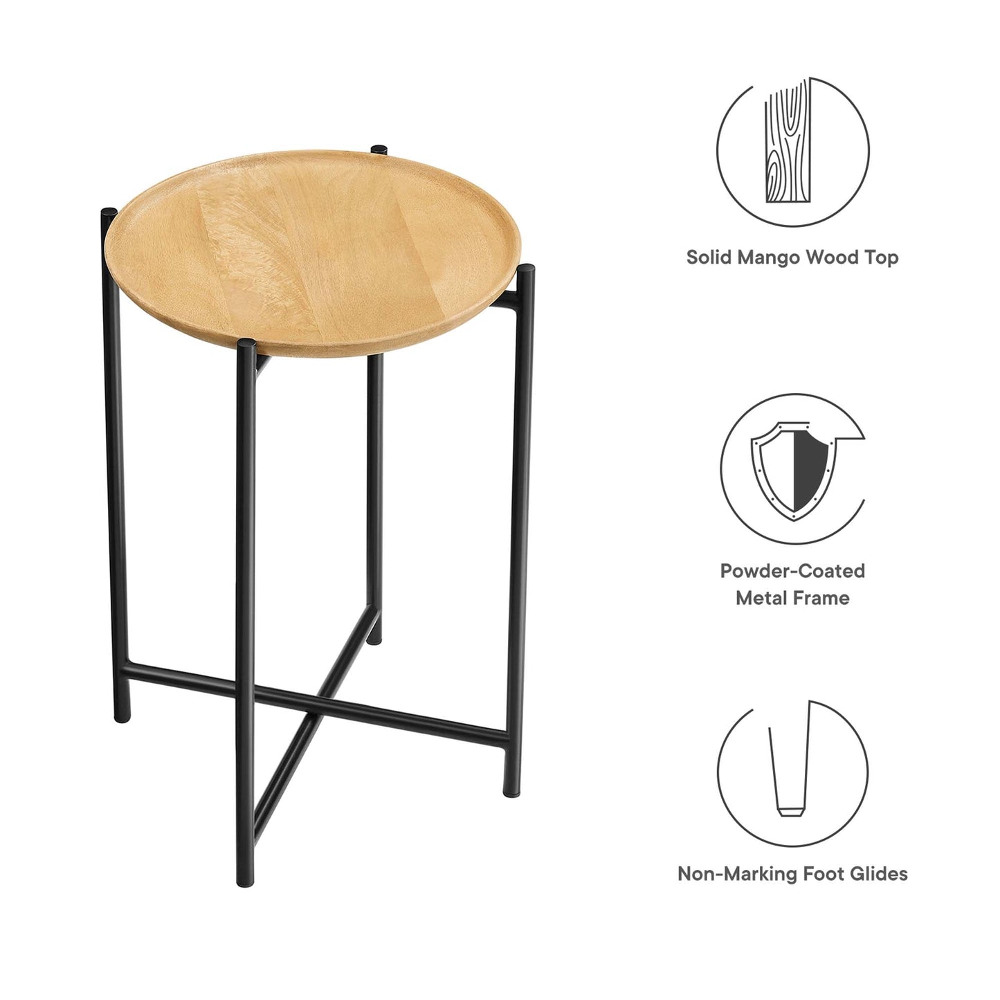 Xilo Round Wood and Metal Side Table by Modway EEI-6832-OAK