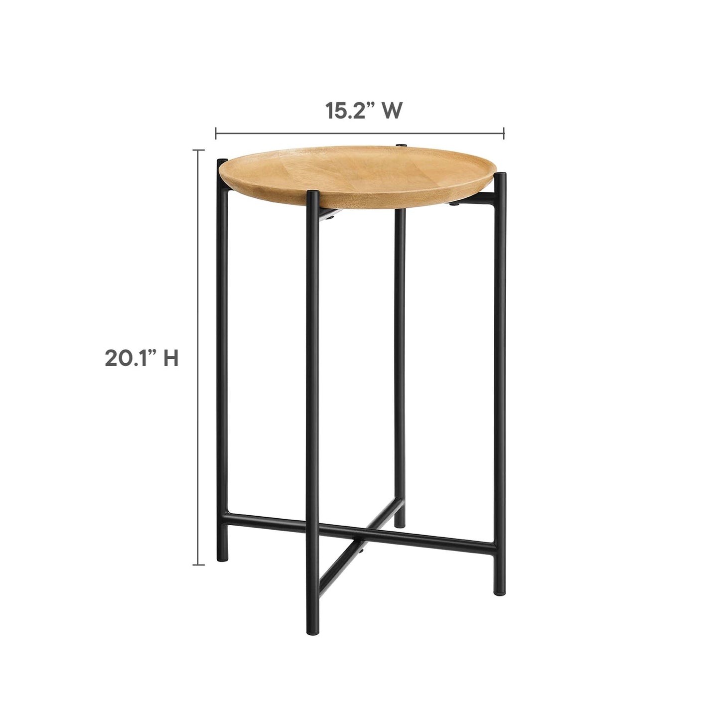 Xilo Round Wood and Metal Side Table by Modway EEI-6832-OAK