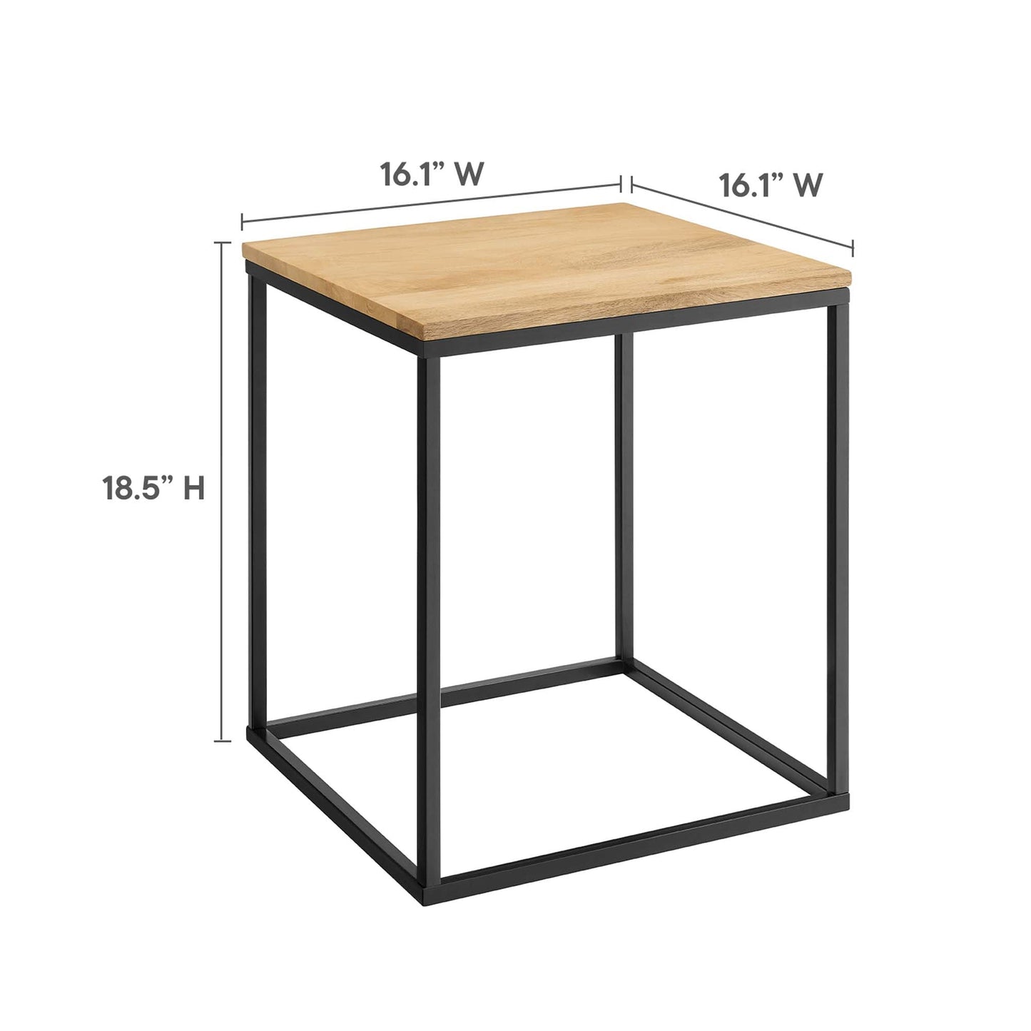 Zora Square Wood and Metal Side Table by Modway EEI-6833-OAK