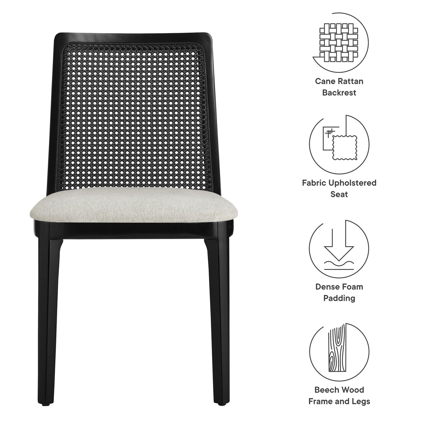Monarch Wood and Rattan Dining Side Chair by Modway EEI-6843