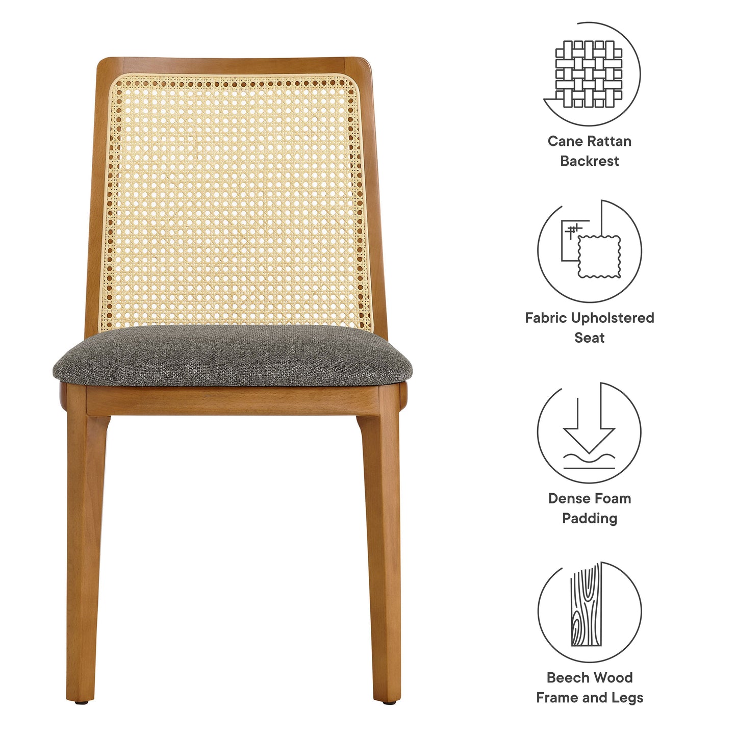 Monarch Wood and Rattan Dining Side Chair by Modway EEI-6843