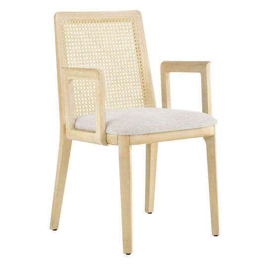 Monarch Wood and Rattan Dining Armchair by Modway
