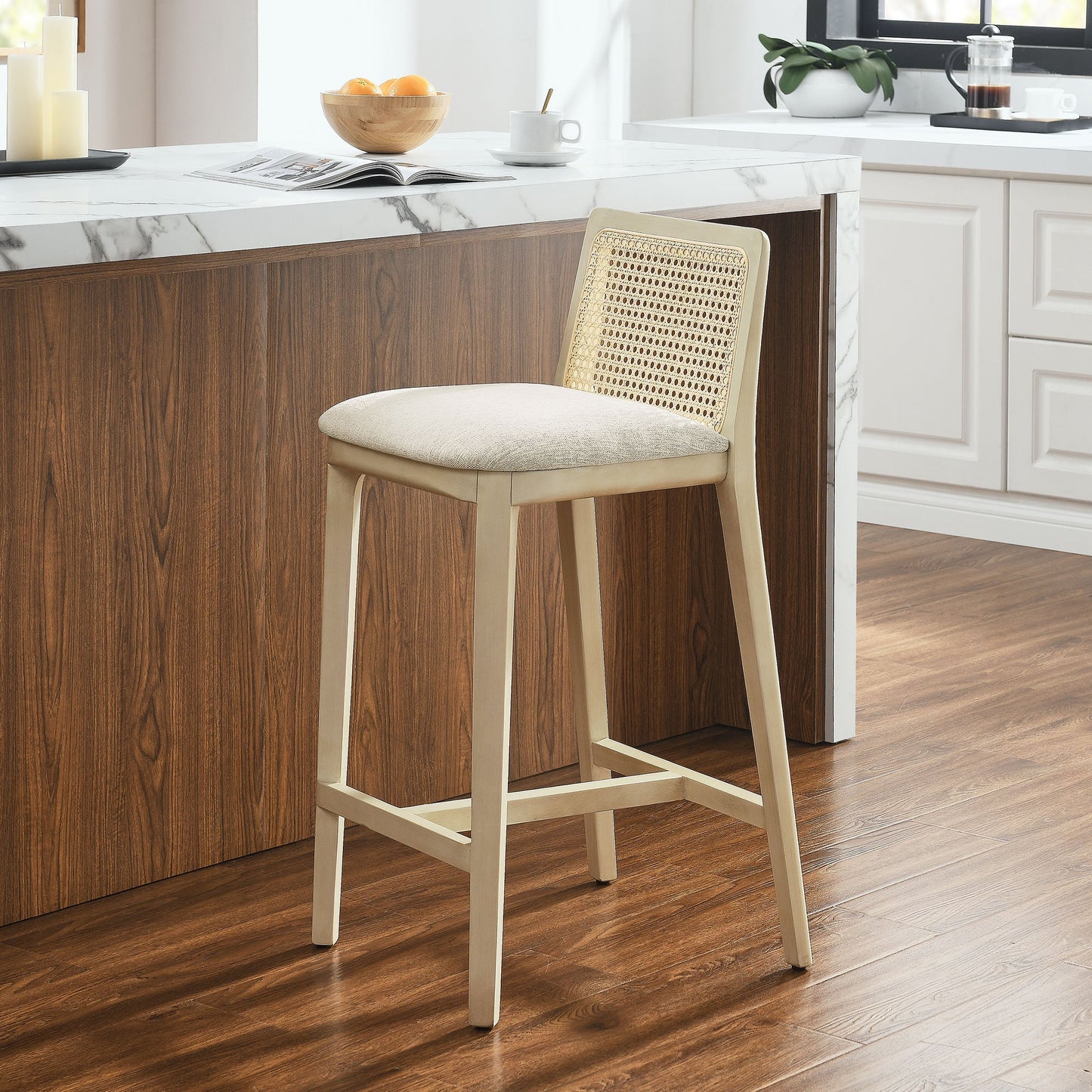 Monarch Wood and Rattan Bar and Counter Stool by Modway